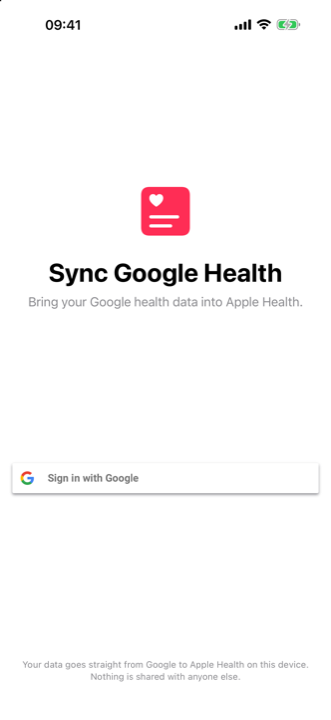 Sign-in screen: Sign in with Google